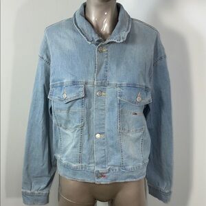 Vintage Tommy Hilfiger Women's Light Blue Denim Jean Jacket